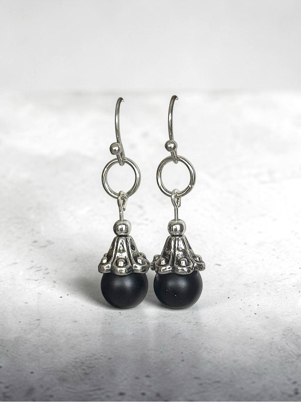 5 For $25 💫Alternative Black Bead Ball Dangles Earrings